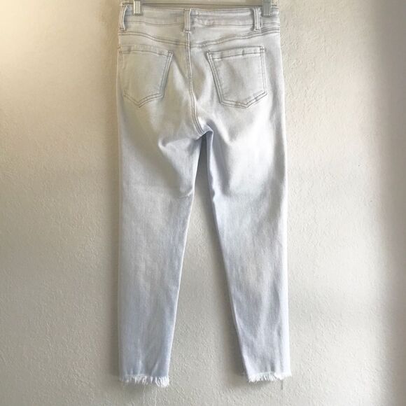 GUC Light blue Bamboo jeans distressed look size 7 stretchy raw hem high rise - Picture 3 of 6